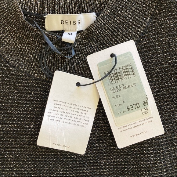 REISS Sia Metallic Semi-Sheer Sleeve Bodycon Dress, Size Medium, M - Picture 5 of 5